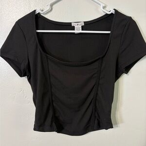 Love Black Ribbed Crop Top